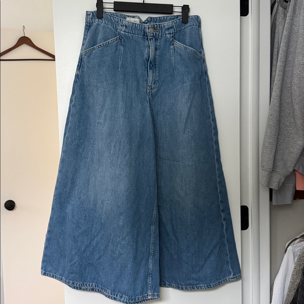 Anthropologie Pilcro wide leg Corset High-Rise Crop Culotte Jeans - Picture 4 of 15